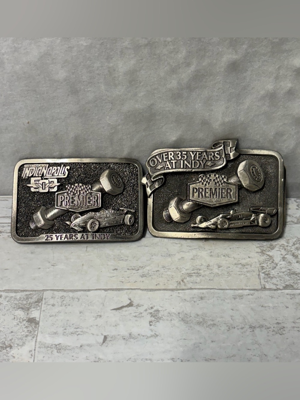 Premier Industrial Cooperation Indy 500 Belt Buckle Set 25 Year 35 Year  Rare